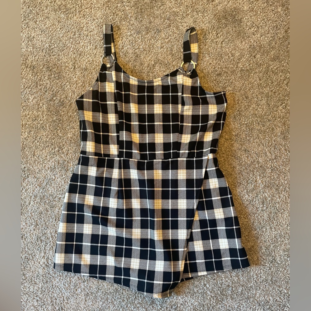 Plaid Mini Skort Romper